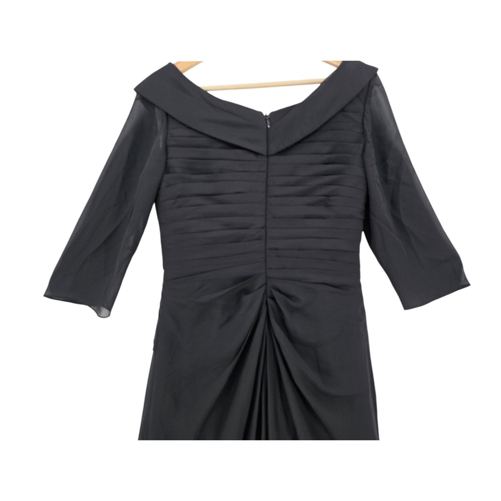 Lavetir Womens 8 Black Off Shoulder Ruched Chiffon Evening Gown - Picture 6 of 14